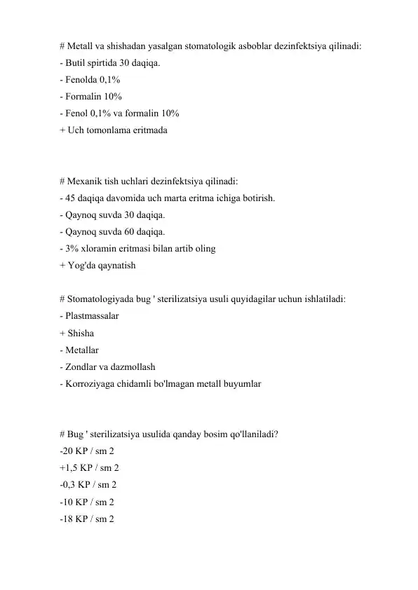 Stomatologik asboblar dezinfektsiyasi