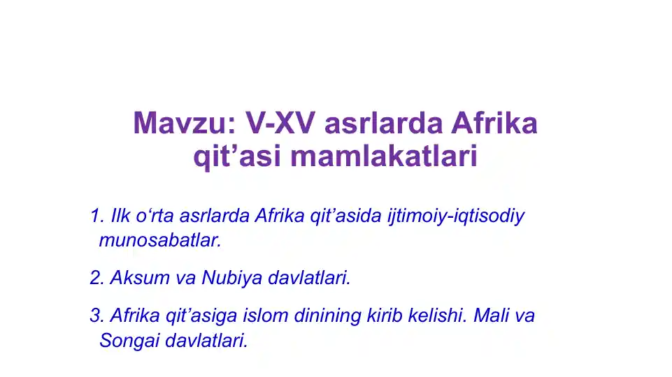 Afrika qit’asining tarixi