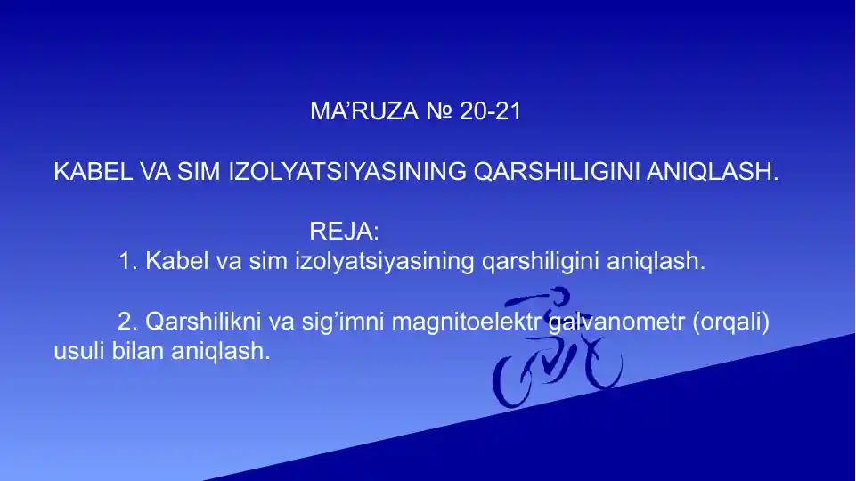 Kabel va sim izolyatsiyasining qarshiligini aniqlash