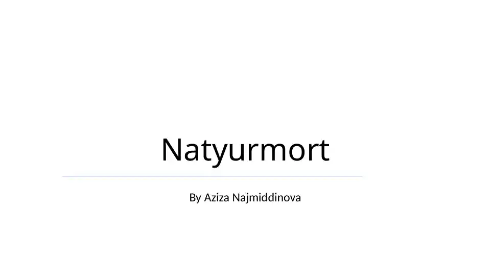 Zamonaviy Natyurmort