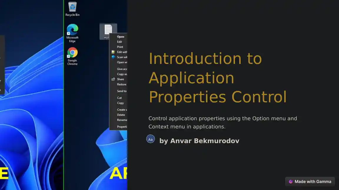Introduction to Application Properties Control