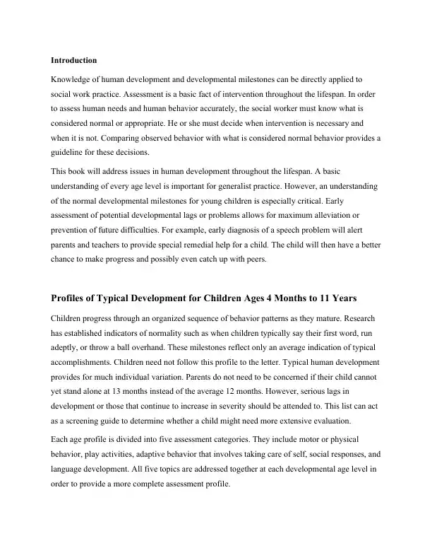Profiles of Typical Development for Children Ages 4 Months to 11 Years