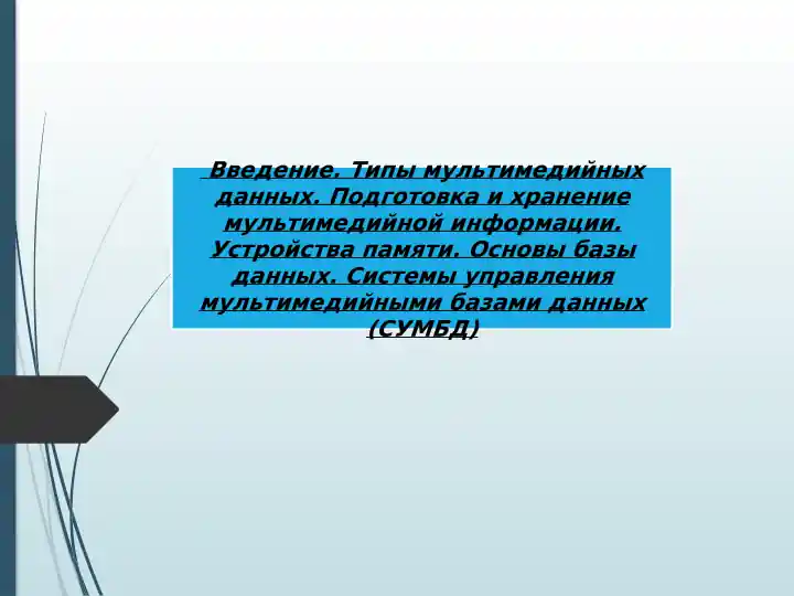 Введение в мультимедийные базы данных