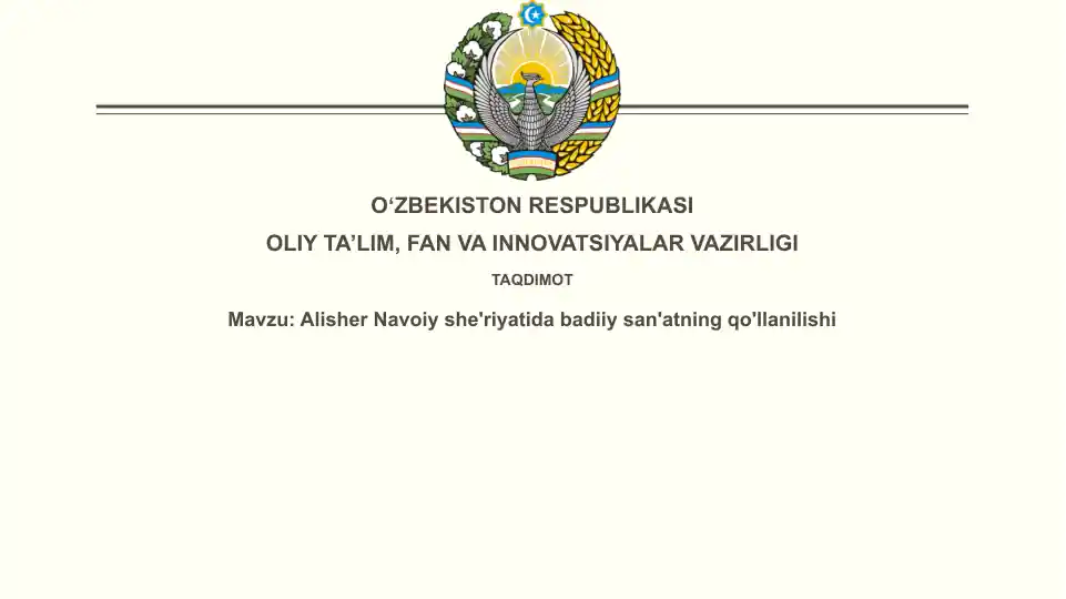 Alisher Navoiy she'riyatida badiiy san'atlar