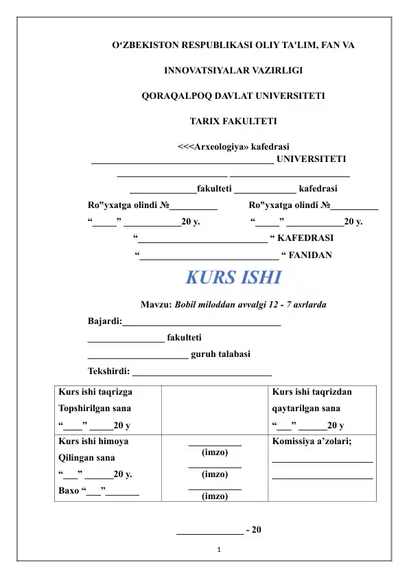 Kurs ishi taqrizi