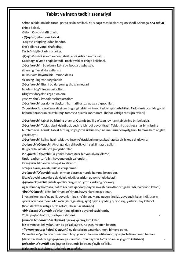 Tabiat va inson tadbir ssenariysi