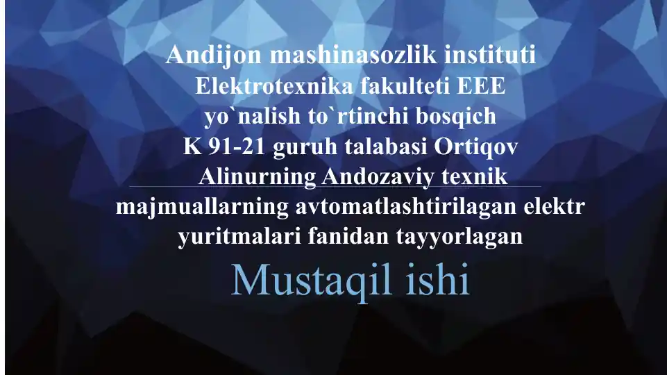 Yopiq tizimlarda ishlovchi o'zgarmas tok dvigatellarini tok va moment qiymatlarini chegaralash