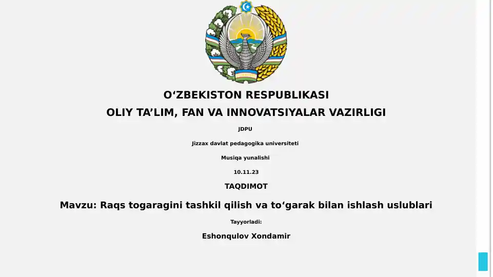 Raqs to'garagini tashkil qilish va toʻgarak bilan ishlash uslublari