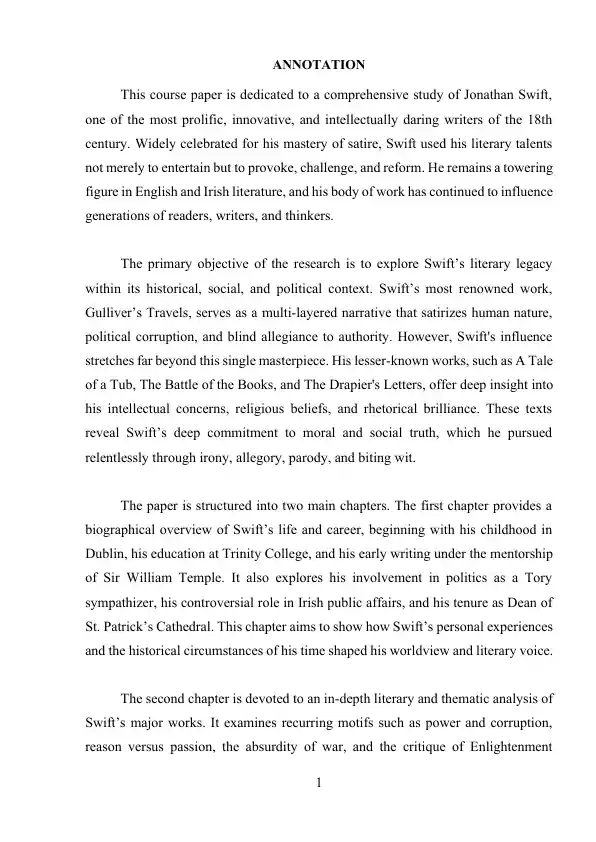 Jonathan Swift's Literary Legacy