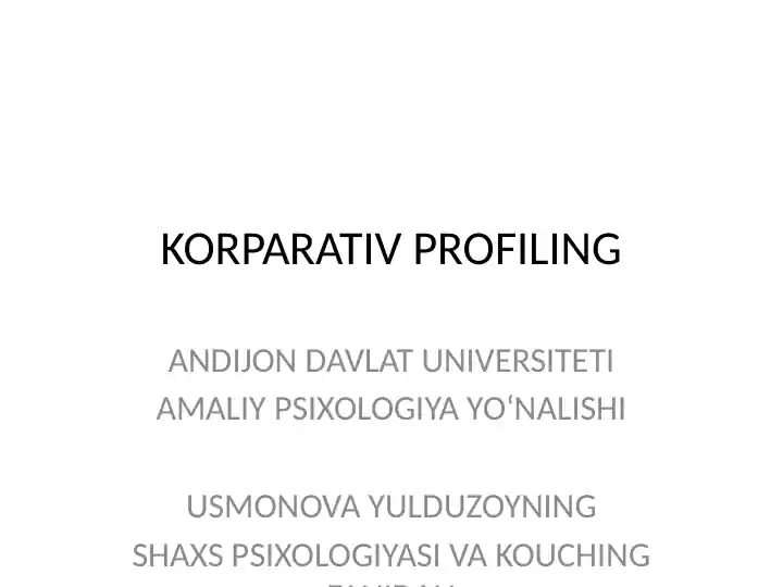 Korparativ Profiling