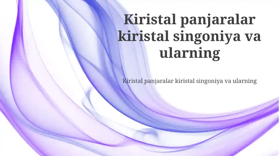 Kristall Panjaralar va Singoniyaning Amaliy Qo'llanilishi