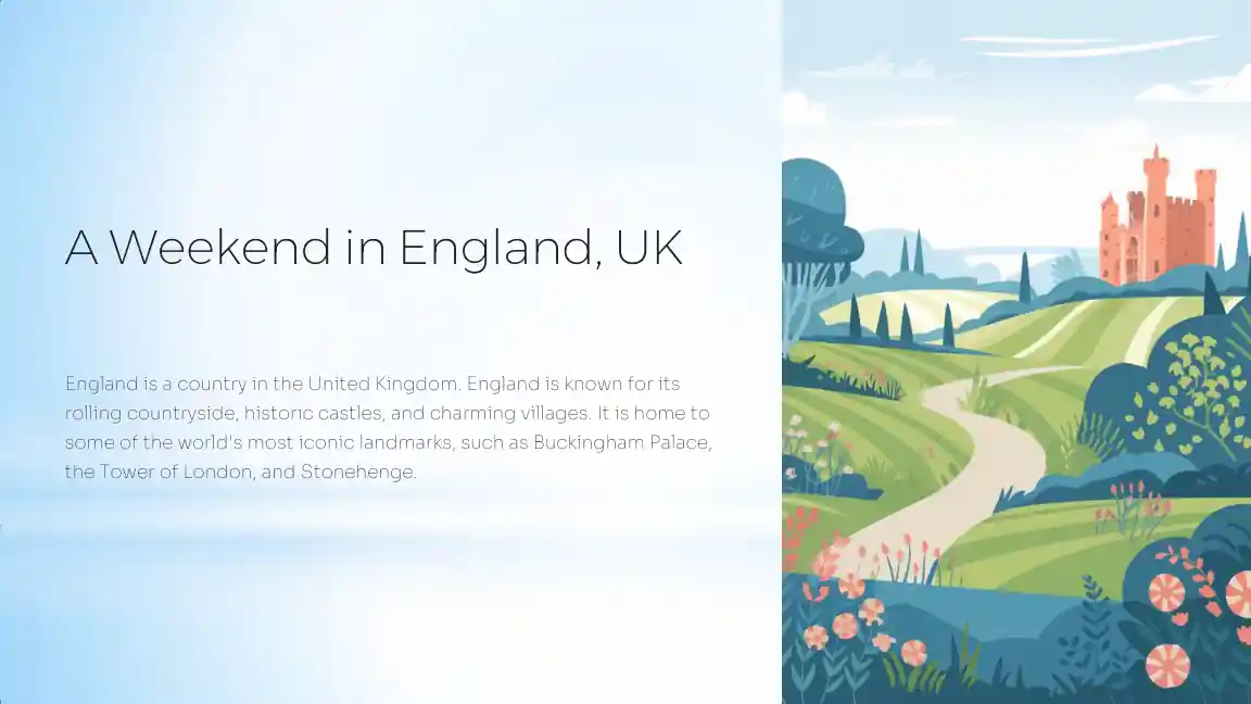 A Weekend in England, UK