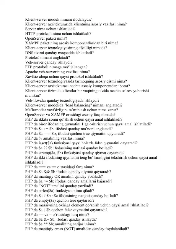 Klient-server modeli haqida ma'lumotlar