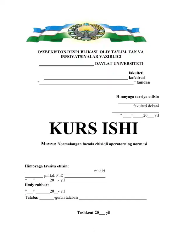 Normalangan fazoda chiziqli operatorning normasi