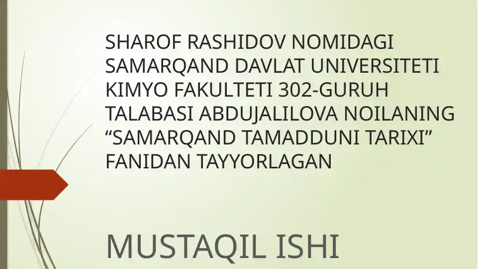 SAMARQAND ME’MORIY YODGORLIGI TARIXI “SHOHI ZINDA”