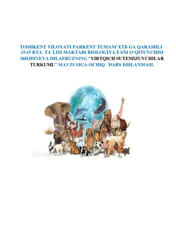 Yirtqich sutemizuvchilar turkumi darsi