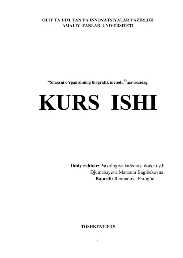 "Shaxsni oʻrganishning biografik metodi"