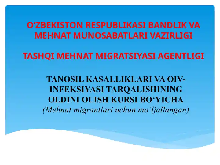 Tanosil kasalliklari va OIV-infeksiyasi tarqalishi