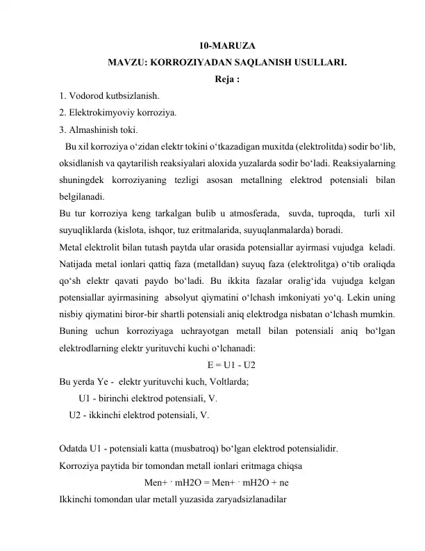 KORROZIYADAN SAQLANISH USULLARI