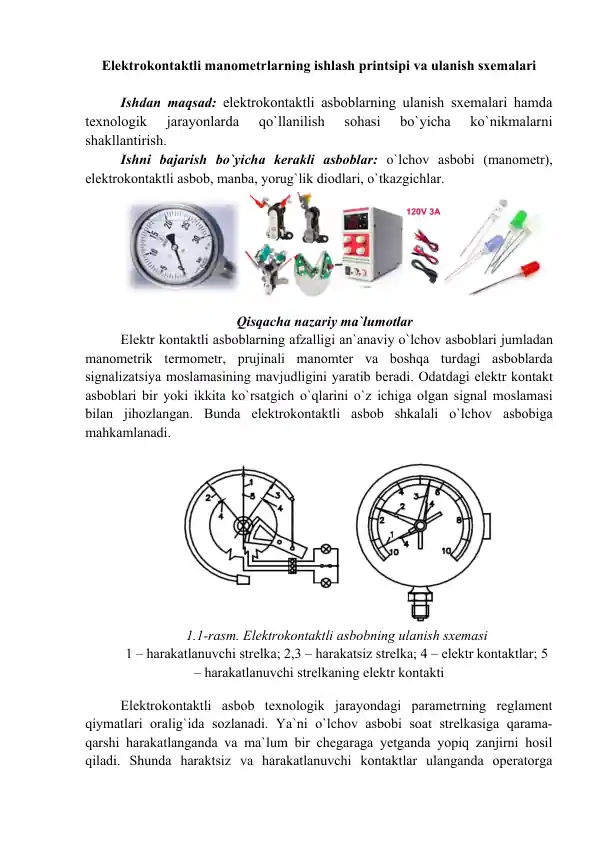 Elektrokontaktli manometrlar