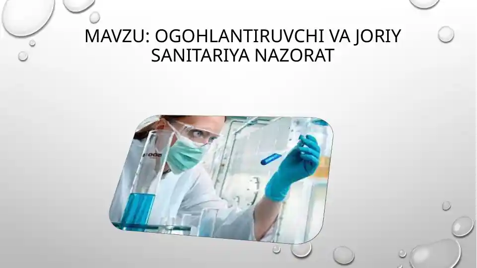 Ogohlantiruvchi va joriy sanitariya nazorat