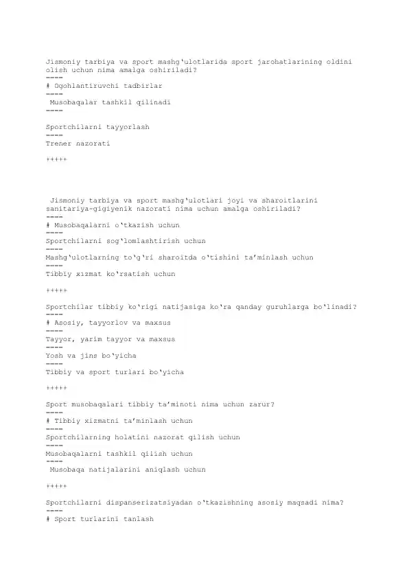 Jismoniy tarbiya va sport mashg‘ulotlari