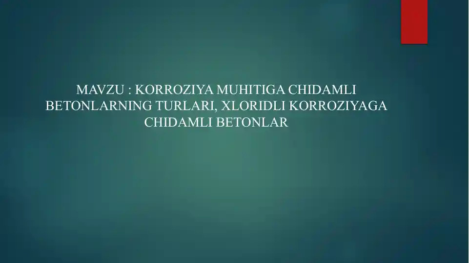 Korroziyaga chidamli betonlar