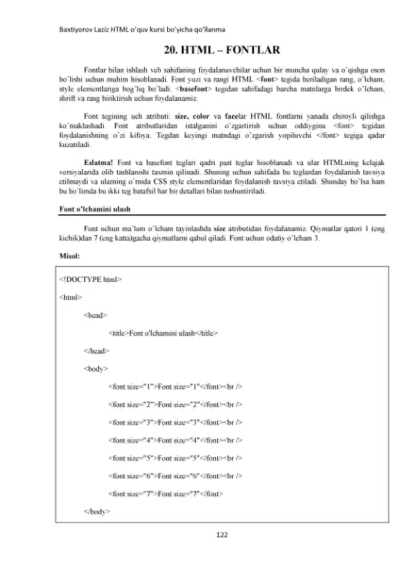 Fontlar HTML - Fontlar