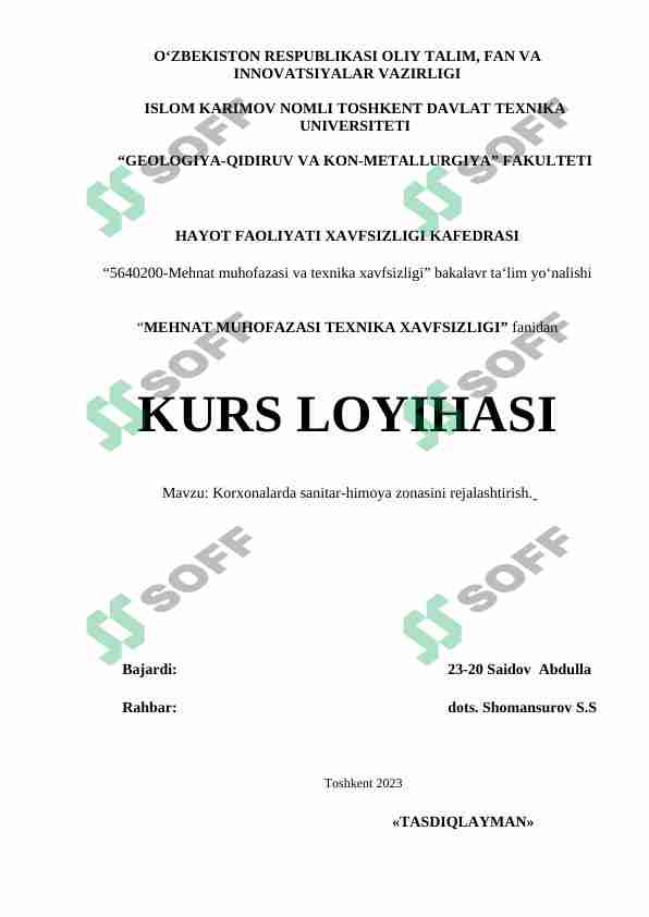 Korxonalarda sanitar-himoya zonasini rejalashtirish