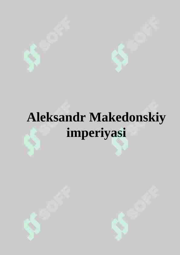 Aleksandr Makedonskiy imperiyasi. Ellinistik davr