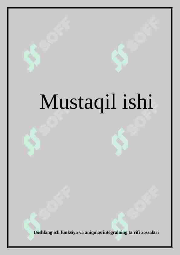 Aniqmas integral jadvali  integrallash