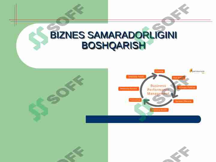 BIZNES SAMARADORLIGINI BOSHQARISH.Biznesni boshqarish asoslari: asosiy tushunchalar, biznes faoliyatiga ta'sir qiluvchi omillar va shakllari