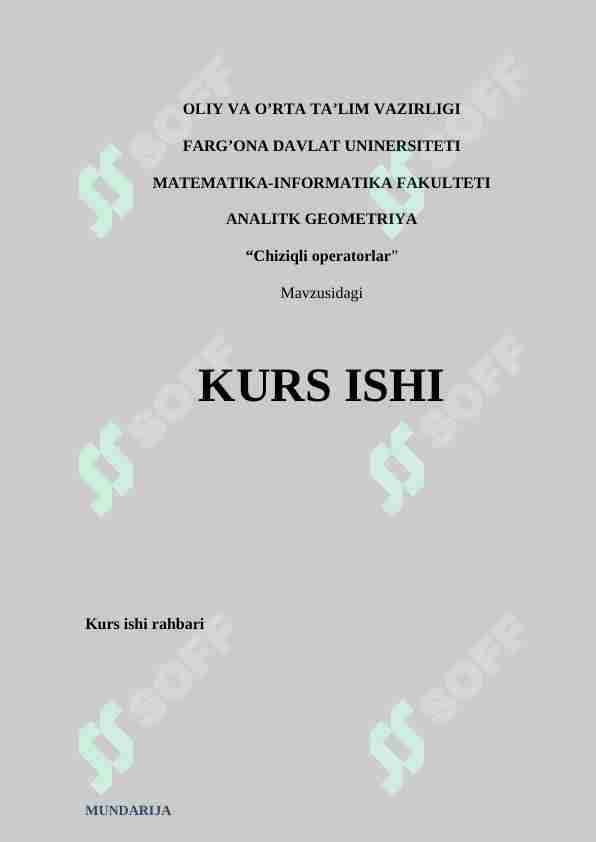 Chiziqli operatorlar