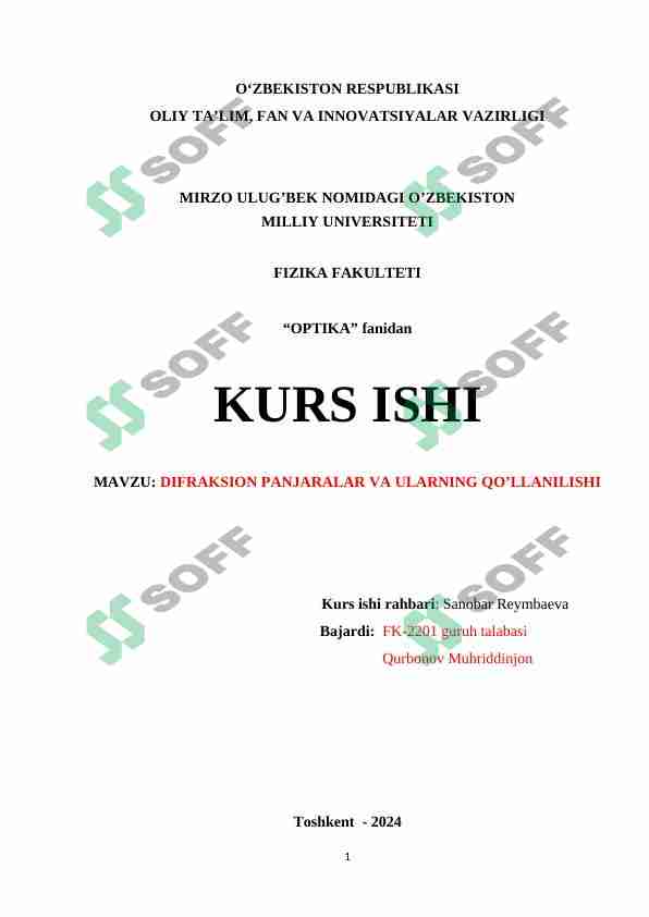 Difraksion panjaralar va ularning qo'llanilishi