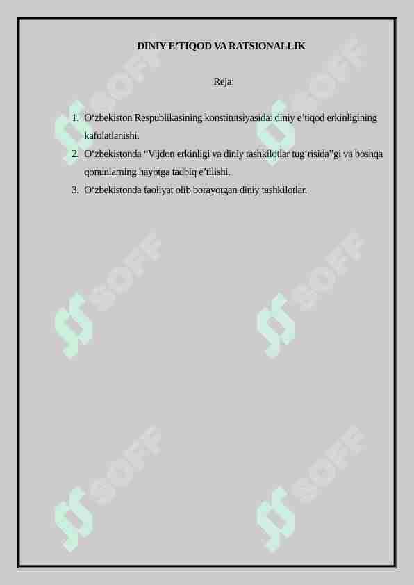 DINIY E’TIQOD VA RATSIONALLIK