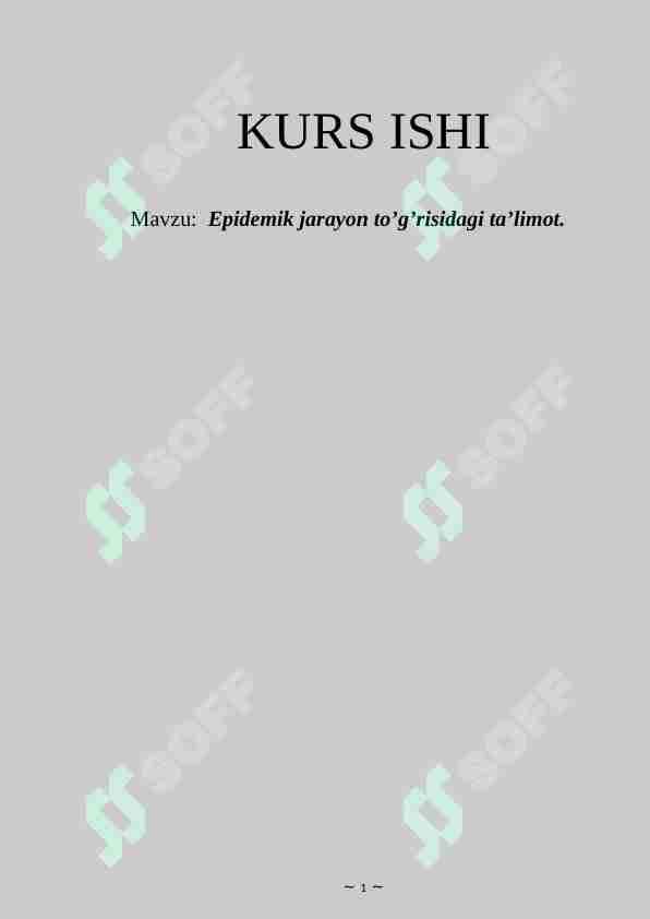 Epidemik jarayon to’g’risidagi ta’limot