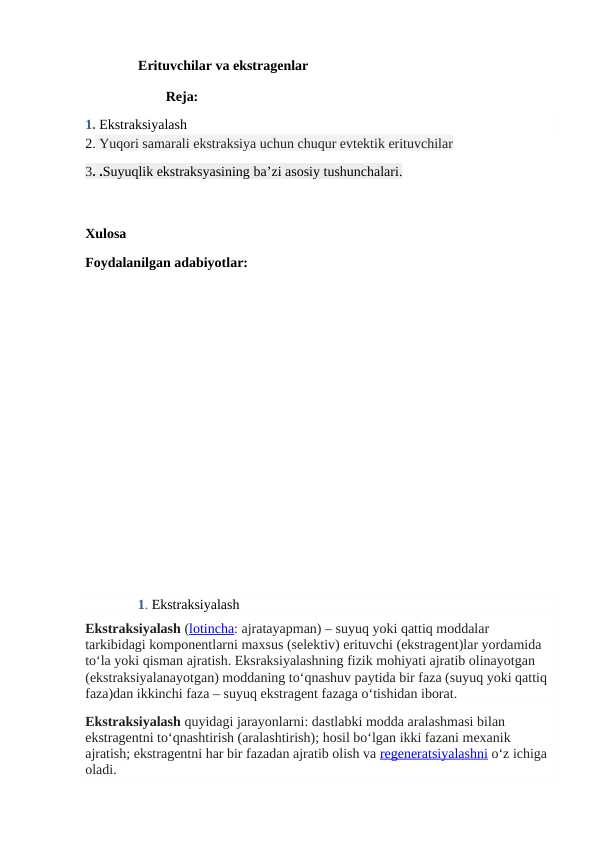 Erituvchilar va ekstragenlar