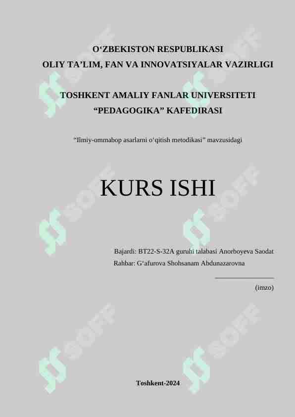 Ilmiy-ommabop asarlarni o‘qitish metodikasi