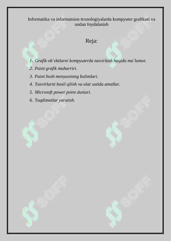 Informatika va informatsion texnologiyalarda kompyuter grafikasi va ...