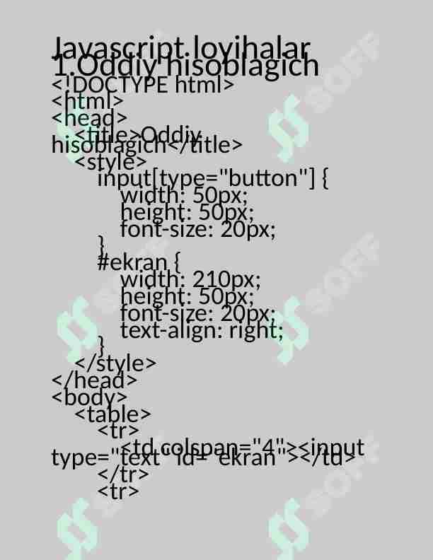 Javascript loyihalar jamlanmasi