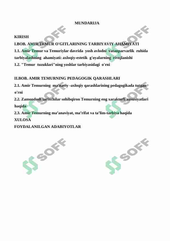 Shaxs tarbiyasida Amir Temur o'gitlaridan foydalanish