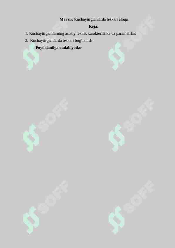 Kuchaytirgichlarda teskari aloqa