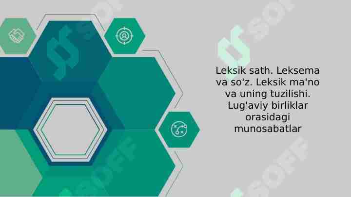 Leksika Rasm Leksik sathlar. Leksema va so'z
