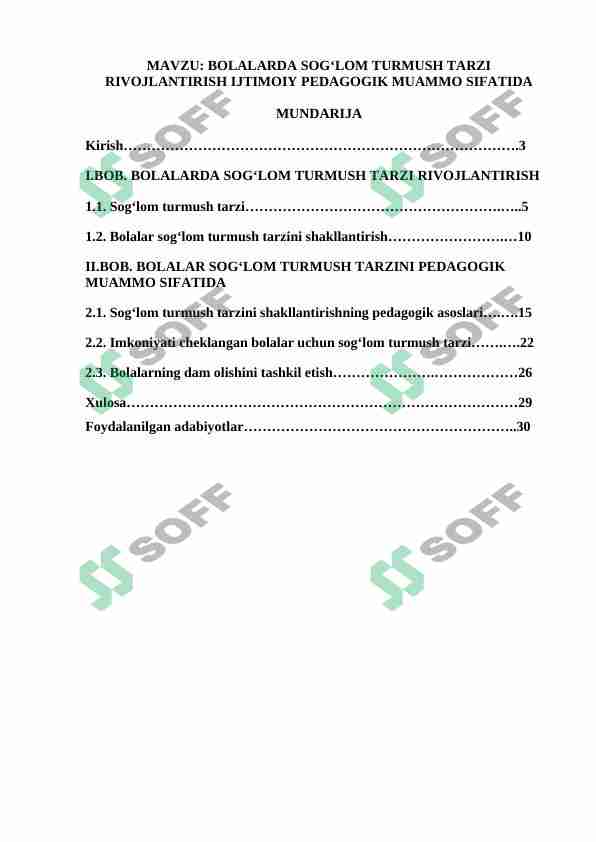Bolalarda sog‘lom turmush tarzi rivojlantirish ijtimoiy pedagogik muammo sifatida