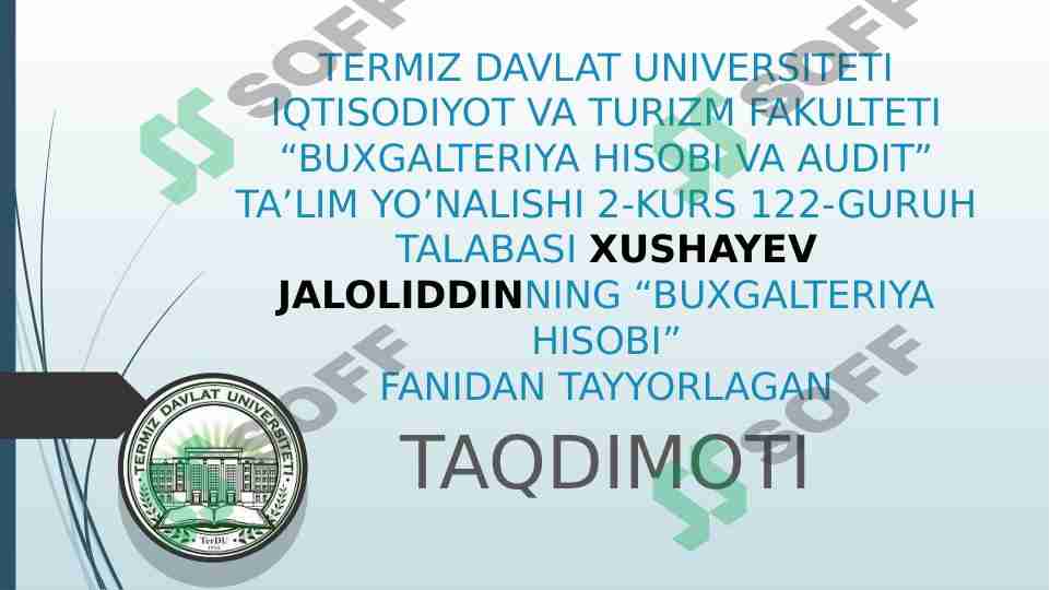 HUJJATLASHTIRISH VA INVENTARIZATSIYA