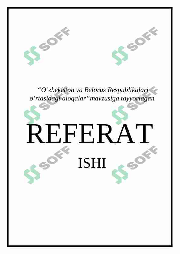 O’zbekiston va Belorus Respublikalari o’rtasidagi aloqalar