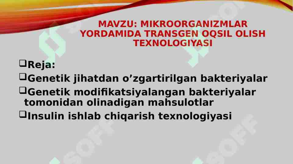 Mikroorganizmlar yordamida transgen oqsil olish texnologiyasi
