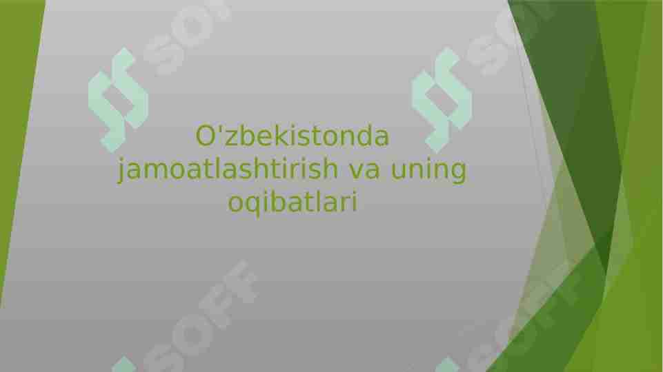 O'zbekistonda jamoatlashtirish va uning oqibatlari