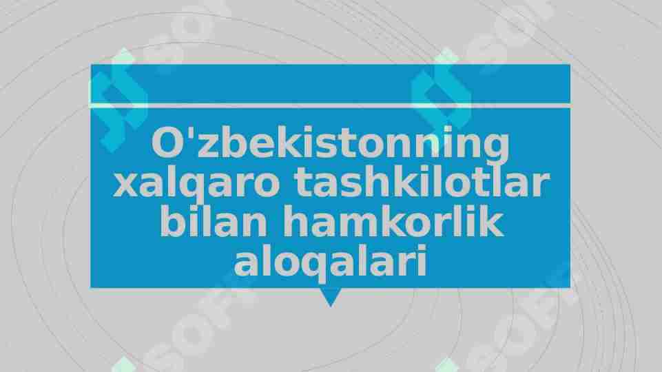O'zbekistonning xalqaro tashkilotlar bilan hamkorlik aloqalari