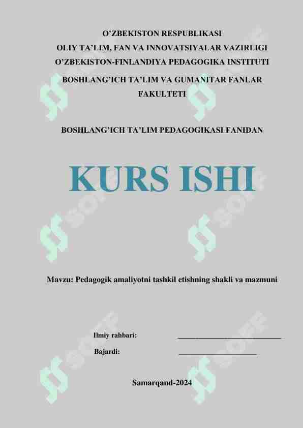 Pedagogik amaliyotni tashkil etishning shakli va mazmuni
